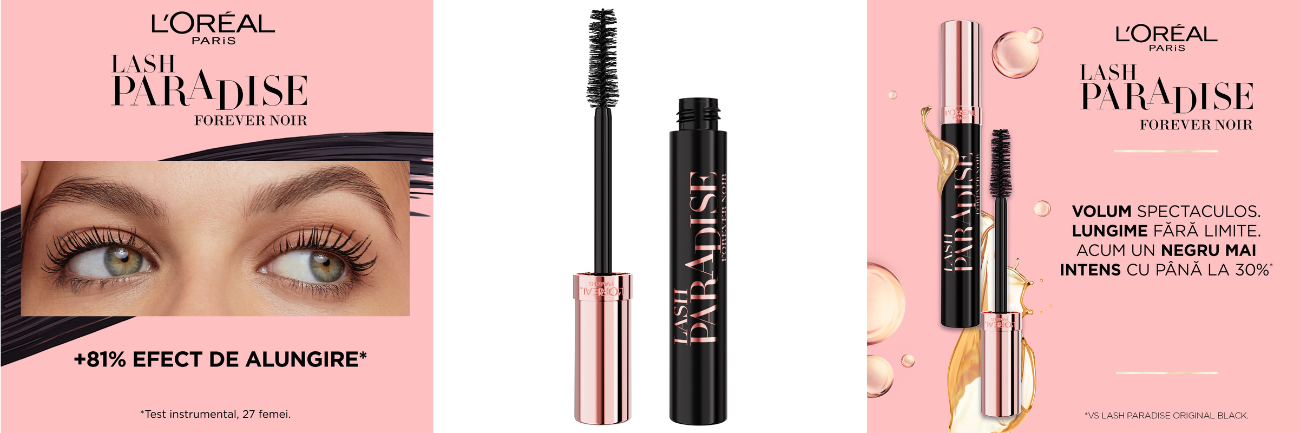 Mascara Lash Paradise, Forever Noir, 6.4 ml, Loreal Paris